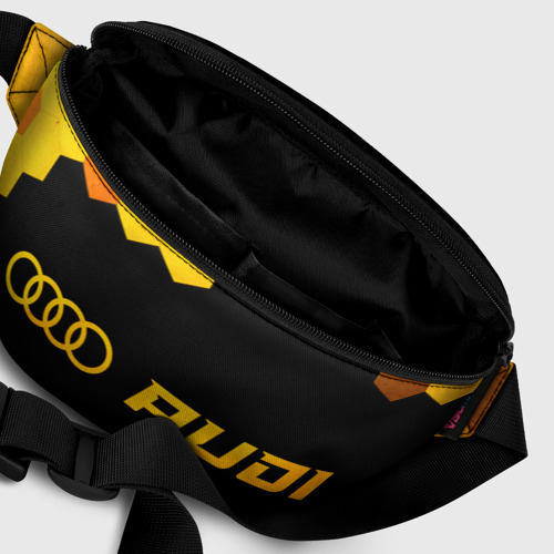 Поясная сумка 3D с принтом Audi - gold gradient: надпись и символ, фото #6