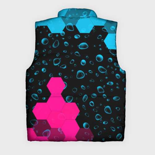Мужской жилет утепленный 3D с принтом Infiniti - neon gradient: надпись, символ, вид сзади #1