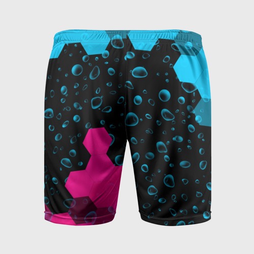 Мужские шорты спортивные Infiniti - neon gradient: надпись, символ, цвет 3D печать - фото 2