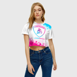 Женская футболка Crop-top 3D Lamborghini neon gradient style - фото 2