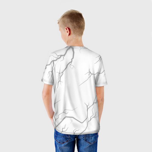 Детская футболка 3D с принтом Assassin's Creed glitch на светлом фоне, вид сзади #2