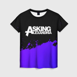 Женская футболка 3D Asking Alexandria purple grunge