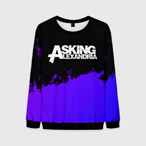 Мужской свитшот 3D Asking Alexandria purple grunge, цвет черный