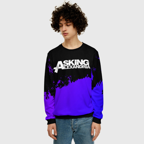 Мужской свитшот 3D Asking Alexandria purple grunge, цвет черный - фото 3