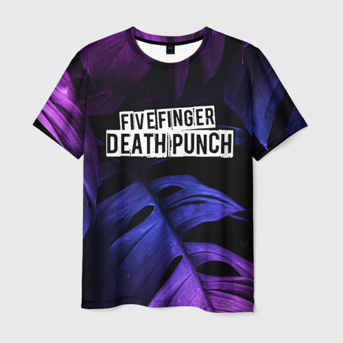 Мужская футболка 3D Five Finger Death Punch neon monstera, цвет 3D печать