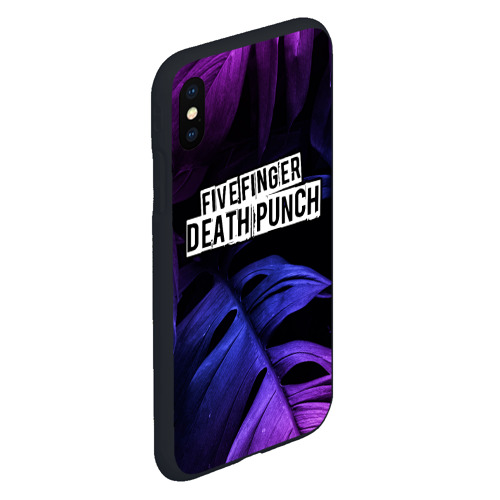 Чехол для iPhone XS Max матовый с принтом Five Finger Death Punch neon monstera, вид сбоку #3