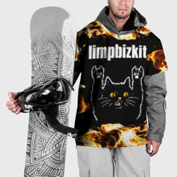 Накидка на куртку 3D Limp Bizkit рок кот и огонь