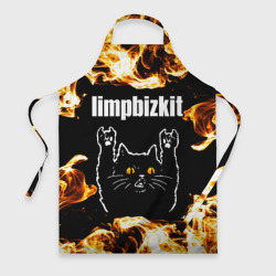 Фартук 3D Limp Bizkit рок кот и огонь