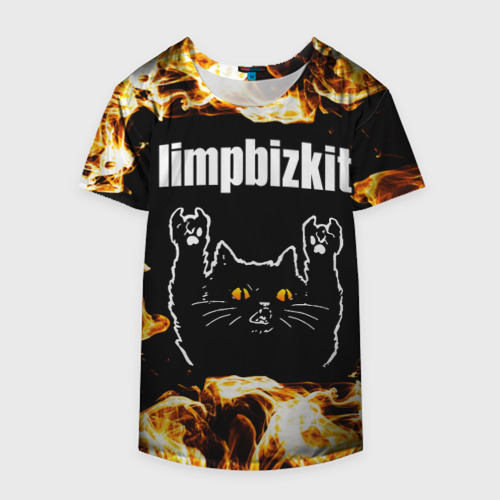 Накидка на куртку 3D Limp Bizkit рок кот и огонь, цвет 3D печать - фото 4