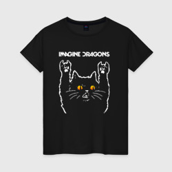 Женская футболка хлопок Imagine Dragons rock cat