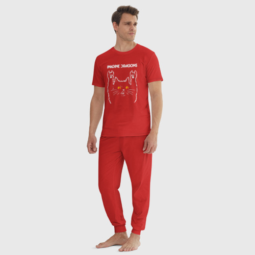 Мужская пижама хлопок Imagine Dragons rock cat, цвет красный - фото 5