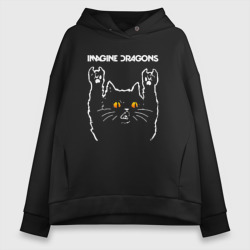 Женское худи Oversize хлопок Imagine Dragons rock cat