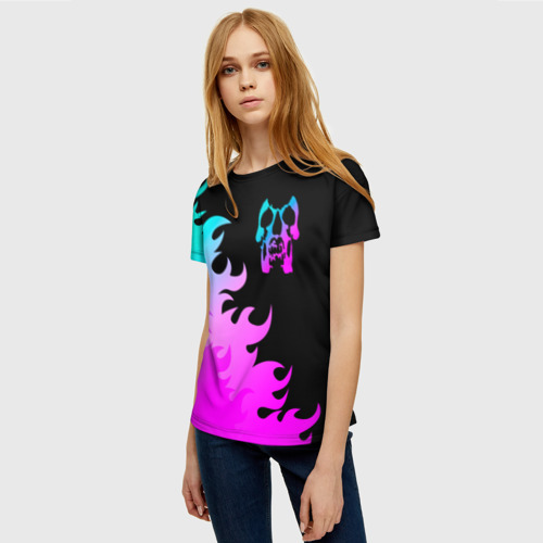 Женская футболка 3D Deftones неоновый огонь, цвет 3D печать - фото 3