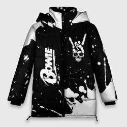 Женская зимняя куртка Oversize David Bowie и рок символ на темном фоне