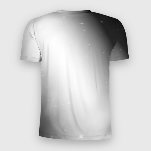 Мужская футболка 3D Slim с принтом Nine Inch Nails glitch на светлом фоне: надпись, символ, вид сзади #1