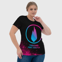 Футболка с принтом Thousand Foot Krutch - neon gradient для женщины, вид на модели спереди №4. Цвет основы: белый