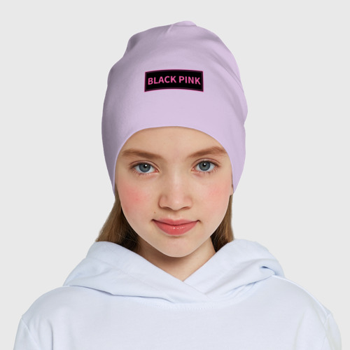 Детская шапка демисезонная Логотип Блек Пинк, цвет лаванда - фото 5