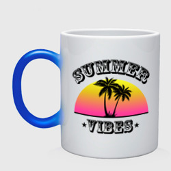 Кружка хамелеон Summer vibes-силуэты пальм на закате