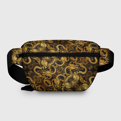 Поясная сумка 3D с принтом Золотые китайские драконы, вид сзади #1