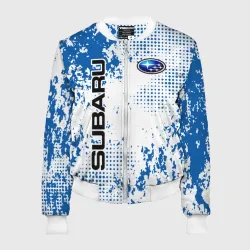 Женский бомбер 3D Subaru blue logo
