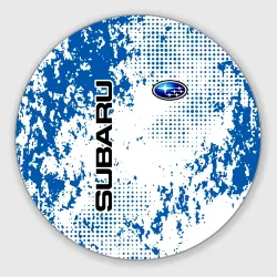 Круглый коврик для мышки Subaru blue logo