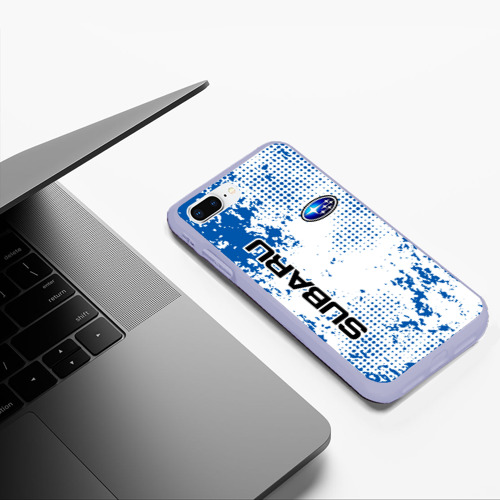 Чехол для iPhone 7Plus/8 Plus матовый с принтом Subaru blue logo, фото #5
