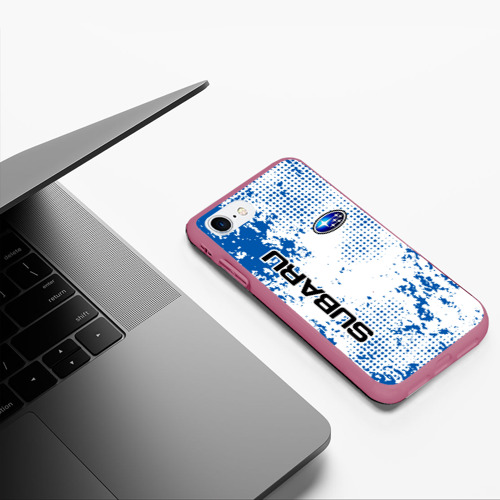 Чехол для iPhone 7/8 матовый с принтом Subaru blue logo, фото #5