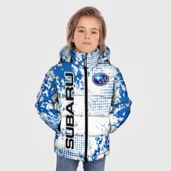 Зимняя куртка для мальчиков 3D Subaru blue logo - фото 2