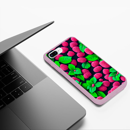 Чехол для iPhone 7Plus/8 Plus матовый Ягода малина, цвет розовый - фото 5