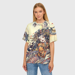 Женская футболка oversize 3D Мифическая женщина змея - фото 2