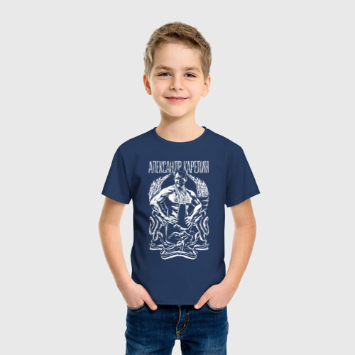 Детская футболка хлопок Александр Карелин борец, цвет темно-синий - фото 3