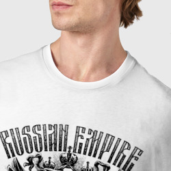 Футболка с принтом Российская Империя Медведь для мужчины, вид на модели спереди №4. Цвет основы: белый