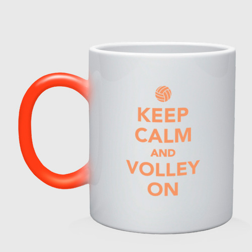 Кружка хамелеон Keep calm and volley on, цвет белый + красный