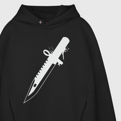 Мужское худи Oversize хлопок Super knife, цвет черный - фото 4