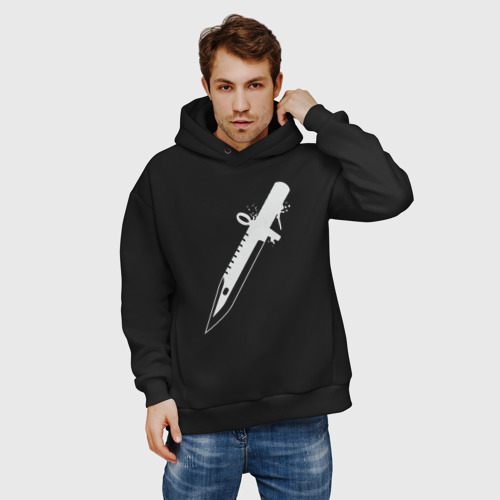 Мужское худи Oversize хлопок Super knife, цвет черный - фото 3