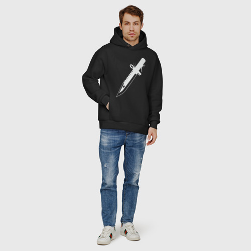 Мужское худи Oversize хлопок Super knife, цвет черный - фото 6