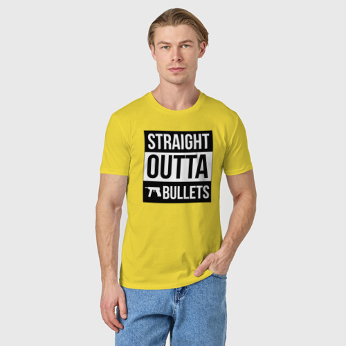 Мужская футболка хлопок с принтом Straight Outta bullets, фото на моделе #1