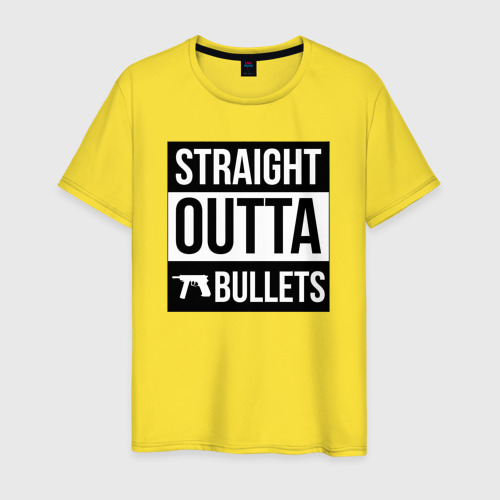 Мужская футболка хлопок с принтом Straight Outta bullets, вид спереди #2
