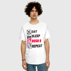 Мужская футболка хлопок Oversize Eat sleep Rush b repeat - фото 2