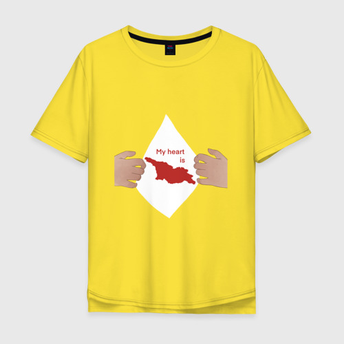 Мужская футболка хлопок Oversize с принтом Мое сердце Грузия, вид спереди #2