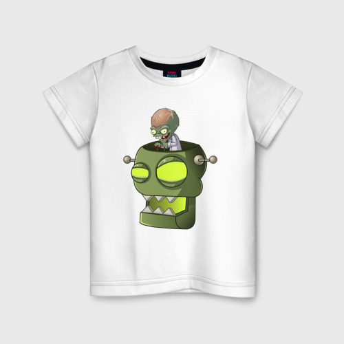 Детская футболка из хлопка с принтом Зомбосс, вид спереди №1