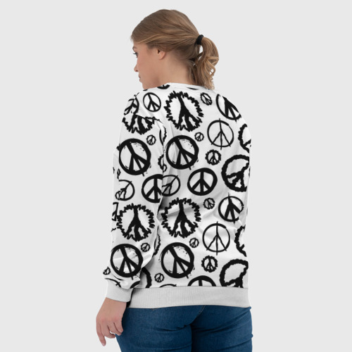 Женский свитшот 3D Many peace logo, цвет 3D печать - фото 7