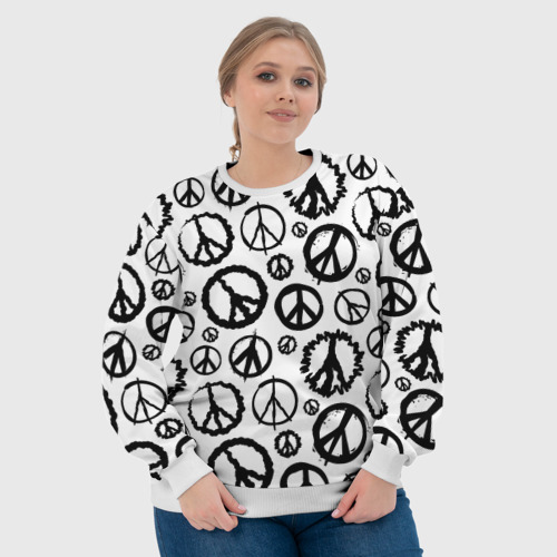 Женский свитшот 3D Many peace logo, цвет 3D печать - фото 6