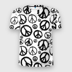 Мужская футболка 3D Slim Many peace logo