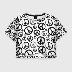 Женская футболка Crop-top 3D Many peace logo