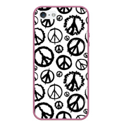 Чехол для iPhone 5/5S матовый Many peace logo