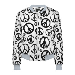 Женский бомбер 3D Many peace logo