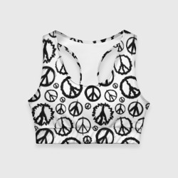 Женский спортивный топ 3D Many peace logo