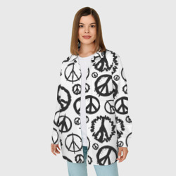 Женская рубашка oversize 3D Many peace logo - фото 2