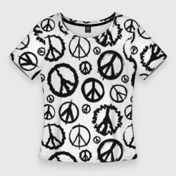 Женская футболка 3D Slim Many peace logo